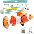 Potaroma Cat Toys Flopping Fish with SilverVine and Catnip, Moving Kitten Kicker, Floppy Wiggle Clownfish for Small Dogs, Motion Kitty Interactive Exercise, 10.5 Inches