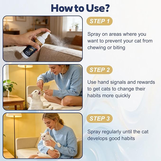 Cat Deterrent Spray - Natural Citrus-Scented, Indoor & Outdoor Training Spray to Stop Scratching on Furniture, Carpets & Curtains (4.06 oz) (Blue1)