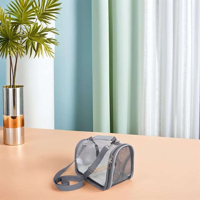 IMIKEYA Portable Bird Carrier Cage for Travel Small Gray Compact Bird Travel Cage with Wooden Perch for Parakeets Parrots and Lizards