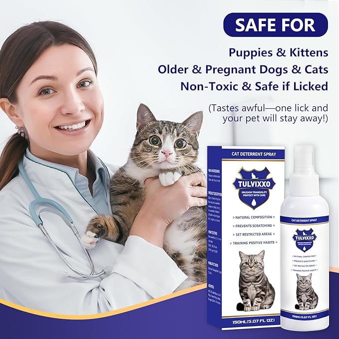 2Pcs Cat Deterrent Spray, Bitter Formula Cat Repellent for Indoor & Outdoor, Natural Plant Extracts, Anti-Scratch Aid for Furniture, Sofa, Rugs, Curtains