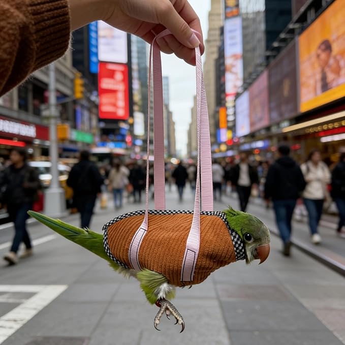 DRESSO Portable Bird Traval Carrier Bag, Escape Resistant Outdoor Harness Vest for Small Medium Parrots, Cockatiel, Budgie, Random Color(Medium)