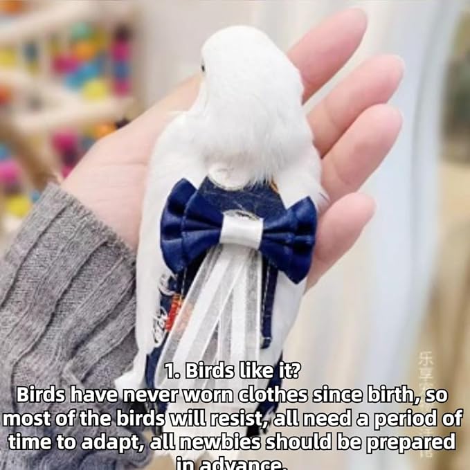 Bird Diaper Cockatiel Clothes Flight Suite, Reusable Parrot Nappy with Waterproof Inner Layer, Cute Pigeon Pants Urine Wet Suit Costume for Conure Macaw (Blue B,M)
