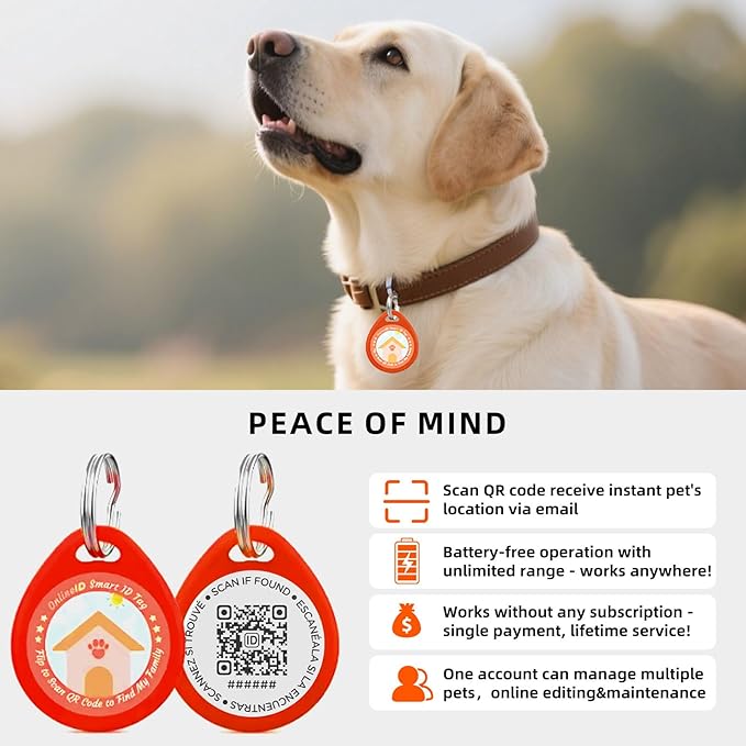 1 Pack Personalized Cat Tags,QR Code Pet ID Tags with Online Profile systerm,Editable Any Names and Phone numbles,Blue,S