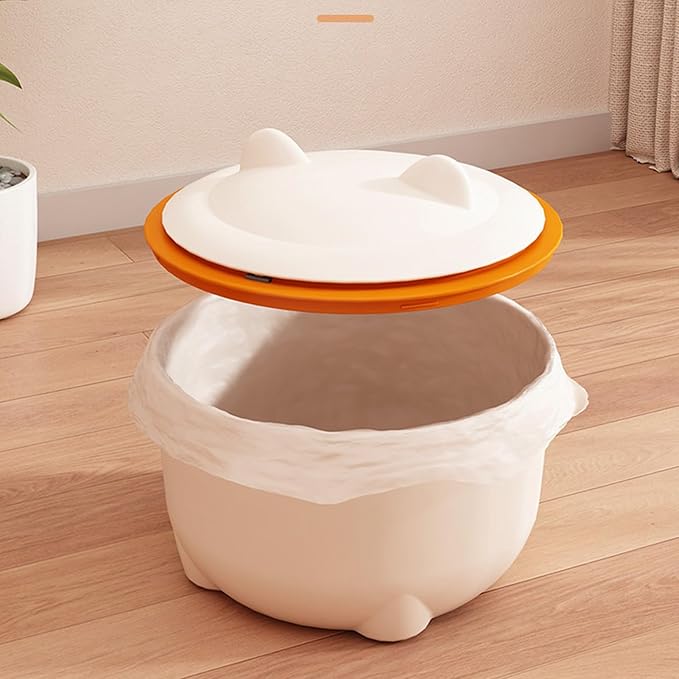 Odor Free Cat Litter Trash Can, Press Type Enclosed Design with, Includes Liner for Easy Cleanup, Compact Pet Waste Container