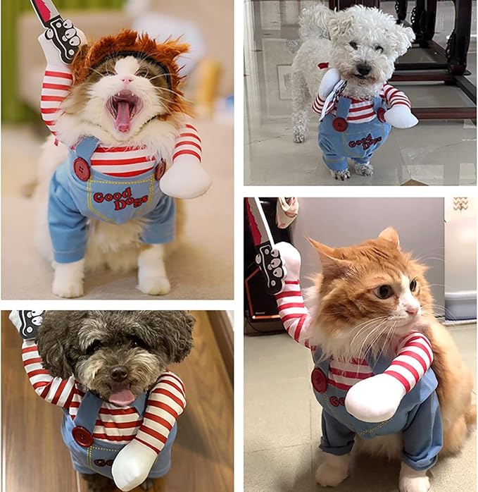 Pet Deadly Dog Costume, Cute Dog Cosplay Halloween Christmas Funny Pet Clothes Party Costume for Small Medium and Large Dogs (Medium)