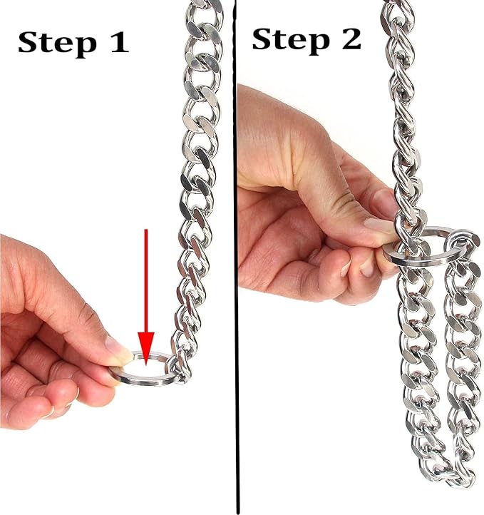 Chain Choke Collar for Dogs, Metal Slip Link Training Heavy Duty Dog Collar Martingale Puppy Collars for XXS XS Small Medium Large Big XL Breed Dogs (Silver, XS(Neck Max 12inch) D2.0mm)