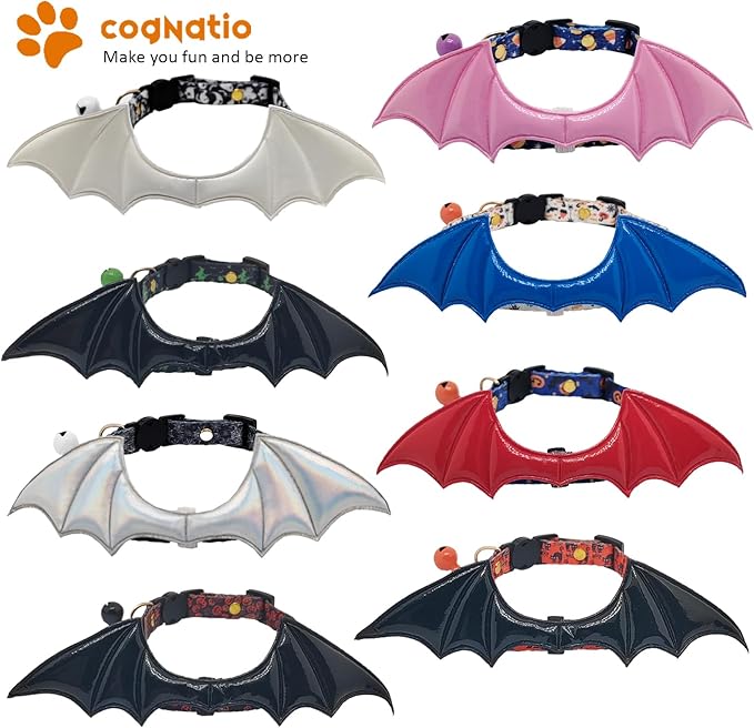 2 Pack Breakaway cat Collars with Bell,Safety Quick Release Pendant Cute Kitten Collar,Adjustable 20-30cm (Pumpkin, 20-30cm)