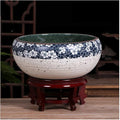 Fish Tank Ceramic Goldfish Bowl Fish Tank Living Room Home Desktop Fish Culture Cylinder Feng Shui Lucky Fish Bowl Glass Fish Tank(B,41CM)