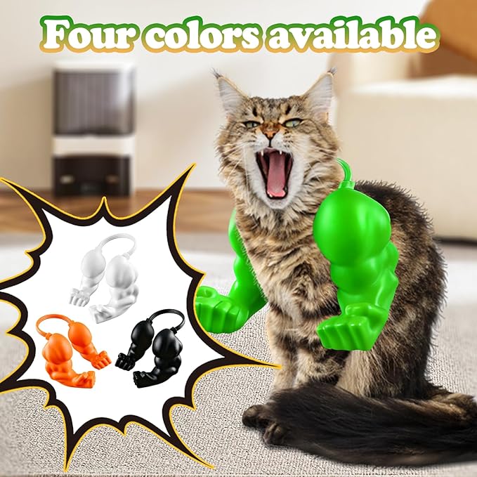 babyye Cat Toys Muscle Arms, Funny Printed Cat's Neck Arm with Muscle, Christmas Cats Costume Accessory for Pet Dress-Up, Cosplay, Parties & Photos (Orange)