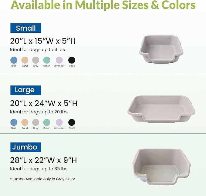 Dog Litter Box, Gray Color, Small Size, Durable & Pet Safe Puppy Litter Box, Indoor Open Top Entry Dog Litter Pan, Comfortable for Dogs, Great for Small Dogs up to 6 lbs (2 Pack)