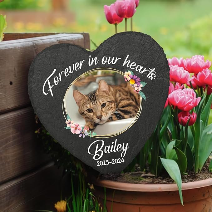 Pawfect House Custom Cat Memorial Stones, Bereavement Gift, Condolences Gift for Loss, Pet Memorial Gifts for Cats, Black Cat Memorial Pet Loss Gifts, in Loving Memory Pets, Garden Stones Decorative
