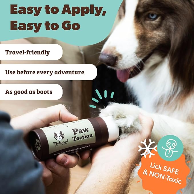 Natural Dog Company PawTection Dog Paw Balm, 4 Pack, Protects Paws from Hot Surfaces, Sand, Salt, & Snow, Organic, All Natural Ingredients (0.15 oz Travel Stick) X 4