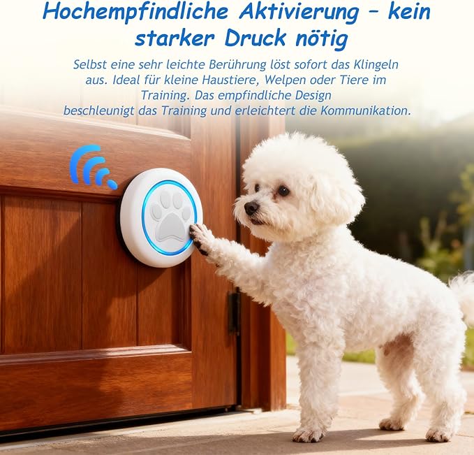 Soft Ring Blk Dog Bells to Go Outside - Wireless Dog Door Bell with 1000ft Range, 60 Melodies, LED, Waterproof Potty Training Bell for Dogs - Dog Door Bells for Potty Training(2 Bells & 1 Receiver)