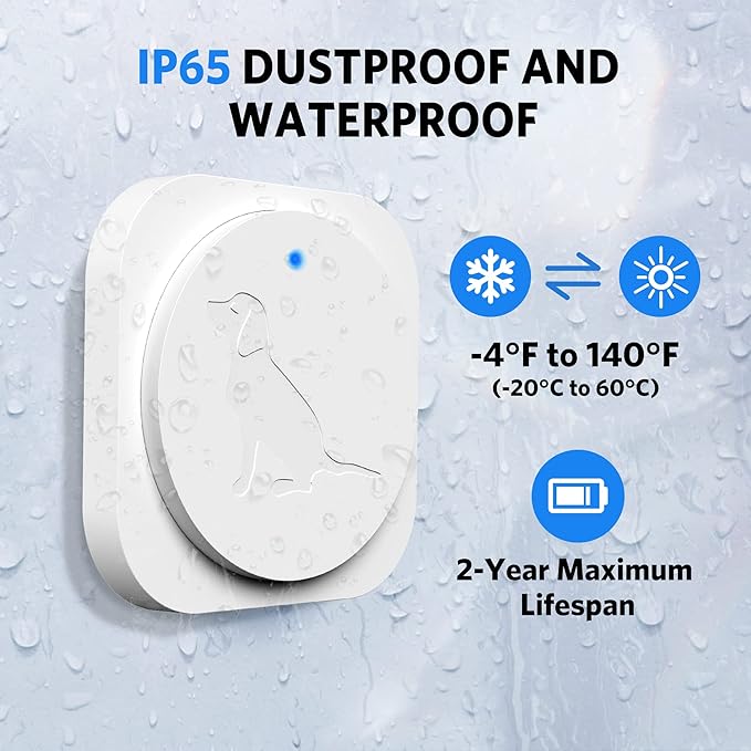 Dog Door Bell to Go Outside, Wireless Doggie Training Doorbell with 1000ft Range, IP65 Waterproof Touch Button, CD Quality Sound & 4 Notification Modes