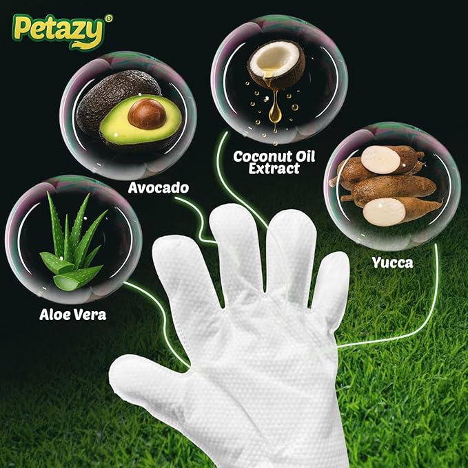 Pet Glove Wipes for Dogs & Cats – 50 Pack | Hypoallergenic, No Rinse, Extra Thick Cleaning Gloves with Aloe & Coconut Oil | Paws, Face, Ears & Butt | Travel Friendly, Gentle & Safe