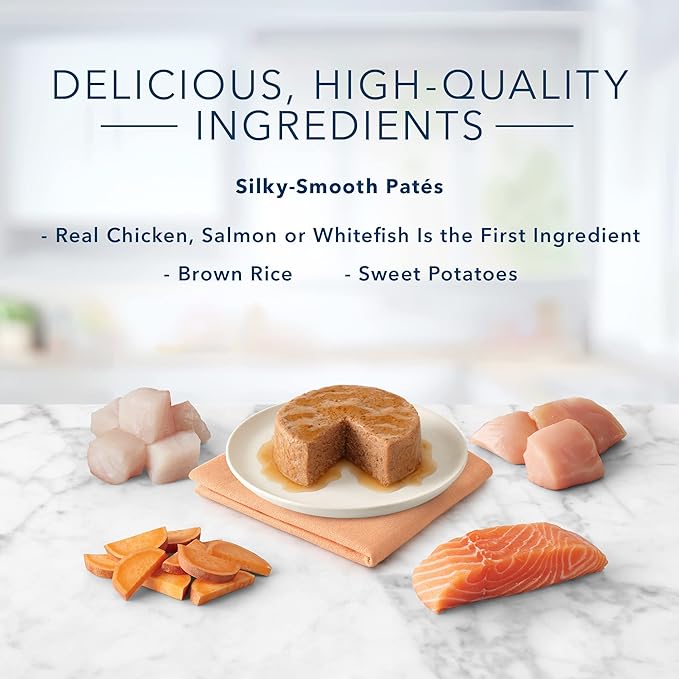 Blue Buffalo Tastefuls Natural Pate Wet Cat Food Variety Pack,Salmon,Chicken,Ocean Fish & Tuna Entrées 3-oz Cans (- 4 of Each Flavor),(Pack of 24)