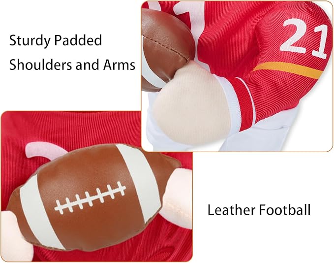 DELIFUR Football Player Dog Costume - Adjustable Funny Halloween Costume for Small Medium Dog (Football, Medium)