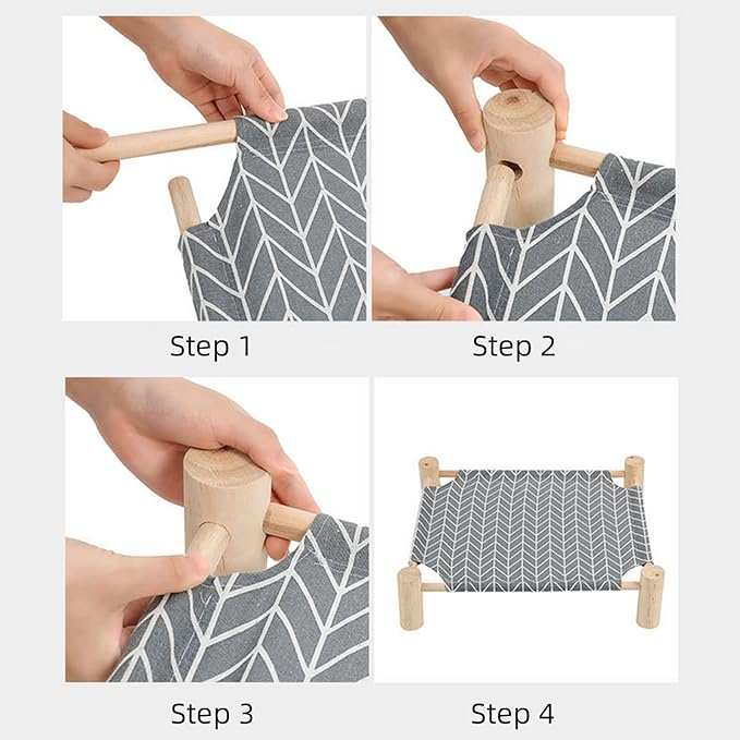 Patas Lague Cat and Dog Hammock Bed for Small Dogs, Brethable Wooden Cat Pet Rabbit Elevated Cooling Outdoor Bed Cots Furniture for All Seasons Triangles