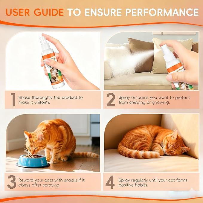 Roseye Cat Deterrent Spray for Indoor Use - Gentle & Effective Spray to Discourage Scratching & Marking, Natural Boundary Aid for Furniture & Plants, 100ML/3.38oz/2-Pack