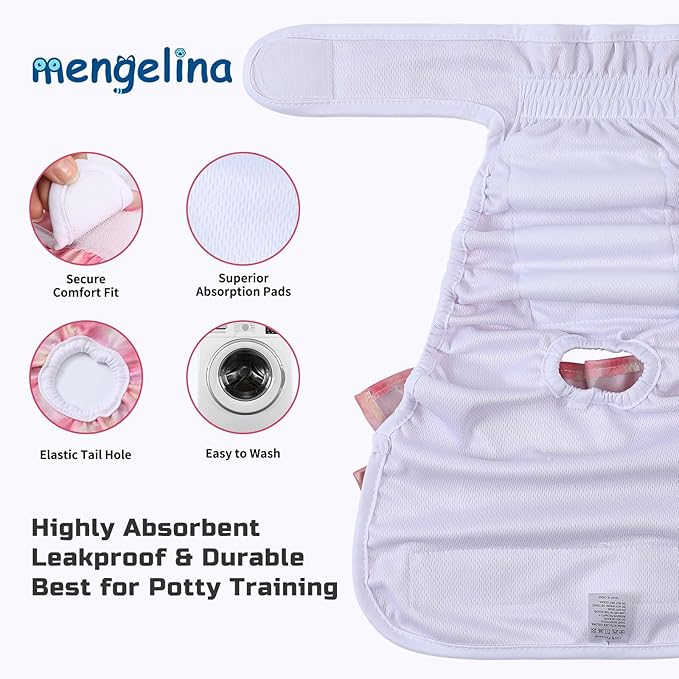 Reusable Dog Diapers Female 3 Pack Doggie Diapers for Period Heat Incontinence Puppy Training (X-Small, Watercolor)