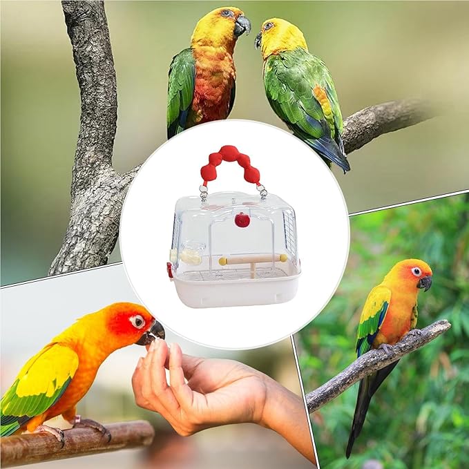 Transparent Bird Carrier, Parrot Travel Carry Bag, Lightweight with Mesh Ventilation, Soft Long Lasting Fabric Travel Tote, Carrier with Comfortable Handle, Bag for Budgies