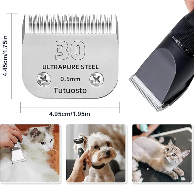 Clipper Blades Pet Grooming Clipper Replacement Blades Detachable Blade Compatible with andis/wahl/Oster Dog Clippers (10#&30#)