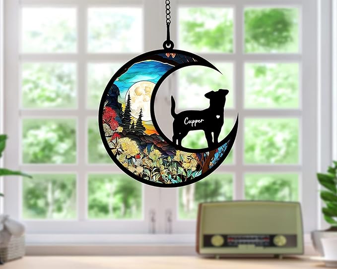 Dog Memorial Suncatcher, Personalized with Name, Dogs Breeds Suncatcher, Custom Pet Loss Suncatchers, Gifts for Pets Lovers, Dog Memorial Ornament Loss of Pet Sympathy Gift
