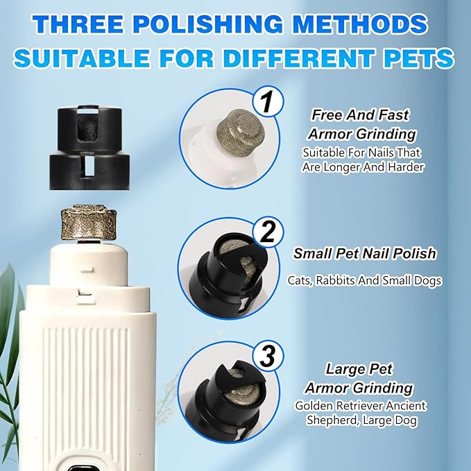 Cat Nail, Safe Cut Cat Nail Trimmer,Nail Trimme,Silent Groom Pro Pet Nail Grinder,Two Adjustable with 360° Grinding Settings,Ultra Quiet Under 40db ＆ Powerful Enough for All Cats ＆Dogs (White)