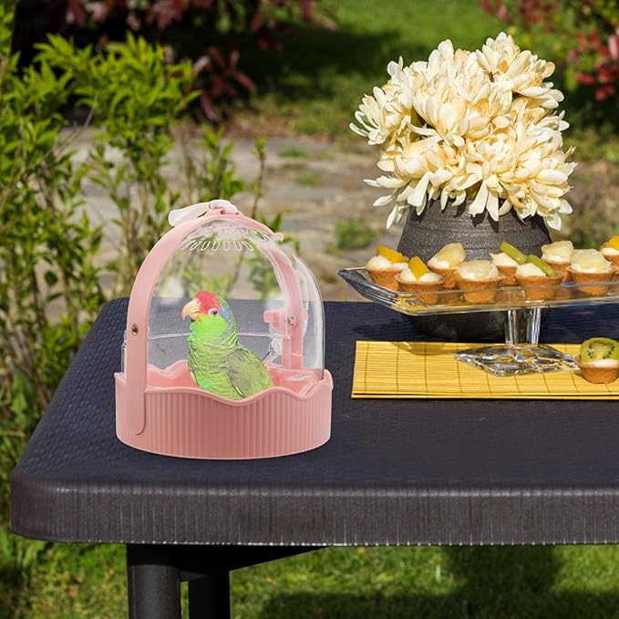 Portable Parrot Travel Cage Lightweight Plastic Bird Carrier with Large Ventilated Space for Outdoor Use Small Parakeets Conures Bird Travel Carrier