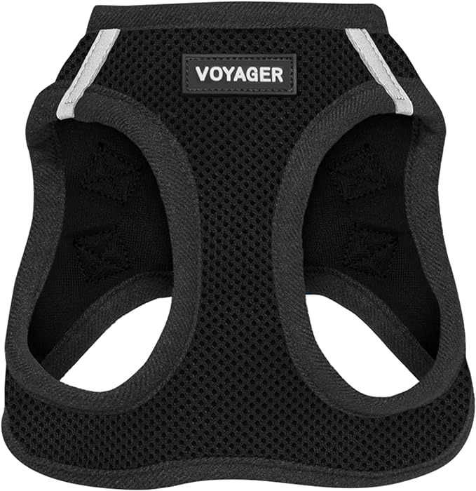 Best Pet Supplies Voyager Step-in Air Harness - All Weather Mesh, Reflective, No Pull Harness for Dogs, Cats - Secure with Hook & Loop Fastener, Buckle, Double D-Rings - Black, XS