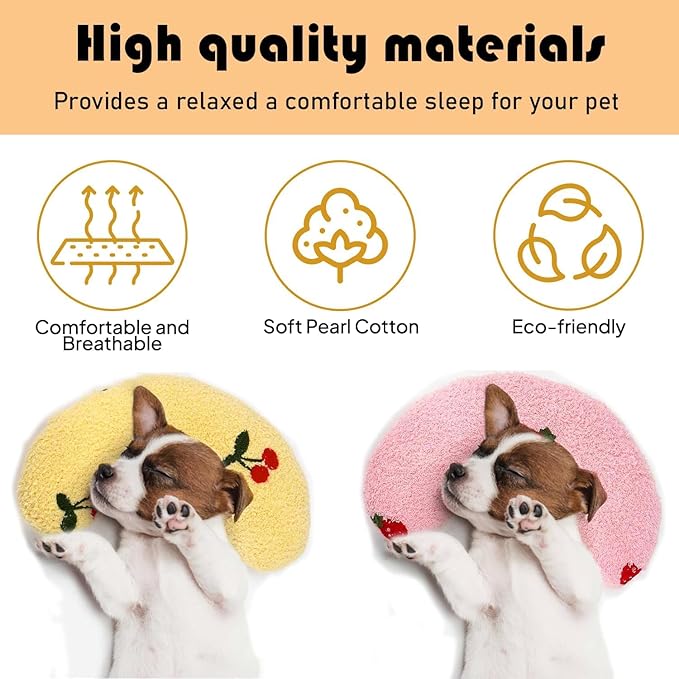 U-Shaped Calming Pillow for Cats and Dogs - Super Soft Plush Fabric, Cozy Headrest, Neck Support for Deep Sleep, Kitten Headrest, Pet Bed (Blue)