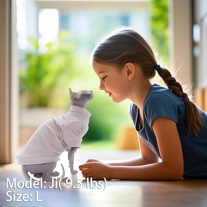 Sphynx Cat Sweater Hairless Cat Clothes Sweater Shirt Soft Warm Long Sleeves Pullover Pet Clothes Pajamas Dog Cloth for Small Dogs Jumpsuit Pet Sweaters (Pink, Large)
