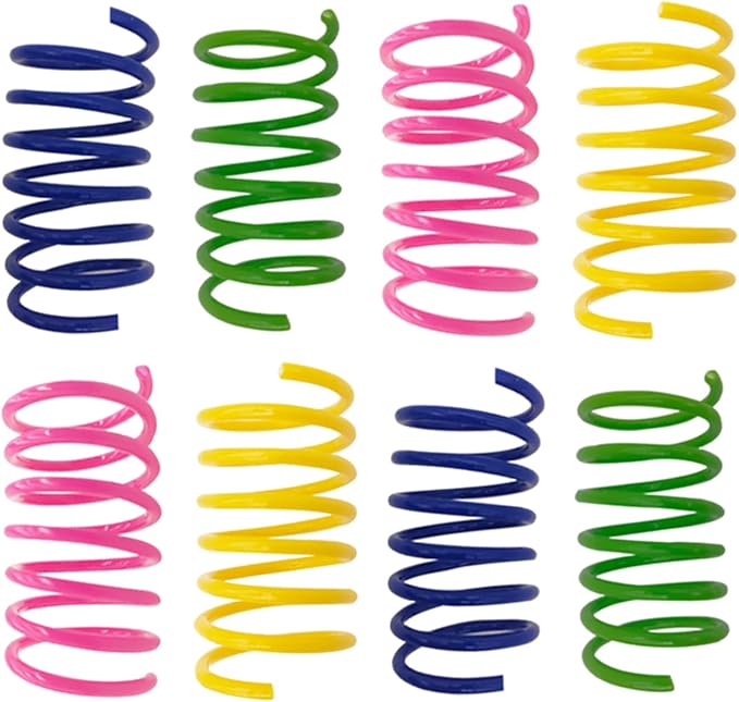 AGYM Cat Spring Toys, 24 Pack Cat Spiral Springs for Indoor Cats, Colorful & Durable Plastic Spring Coils Attract to Swat, Bite, Hunt, Interactive Toys for Kittens