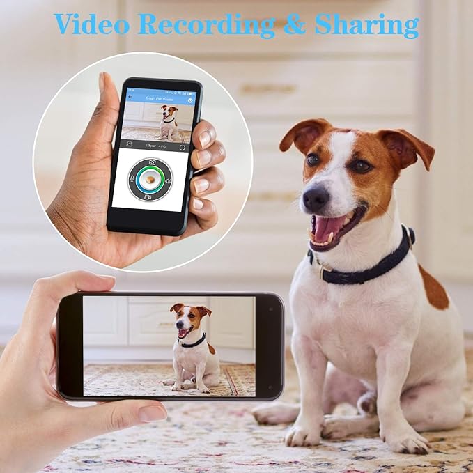 Iseebiz Pet Camera Treat Dispenser, 2.4G & 5G WiFi Dog Camera with 2 Way Audio Talk Listen, 1080P Night Vision Cat Dog Cam, App Control Tossing, Multi Devices Login, Compatible with Alexa, Upgraded