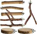 8 Pack Natural Wood Bird Perches, Parrot Perch Stand Bird Cage Accessories for Budgerigar Cockatiels, Conures, Lovebirds
