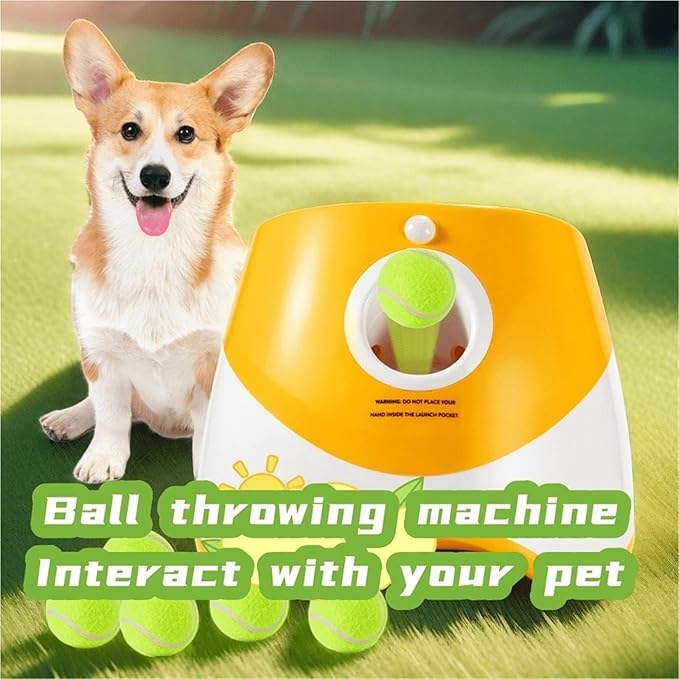 Dog Launcher Automatic Toy Tennis Throwing Pinball Machine Fun Interactive Throw Rechargable Catapult USB Charging(Blue)