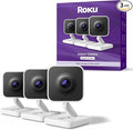 Roku Indoor Camera - Home Security - Wired Security Camera & Pet Monitor with 1080p HD Color Night Vision, Works with Alexa & Google, Motion & Sound Detection, WDR & WiFi 6 (Pack of 3)