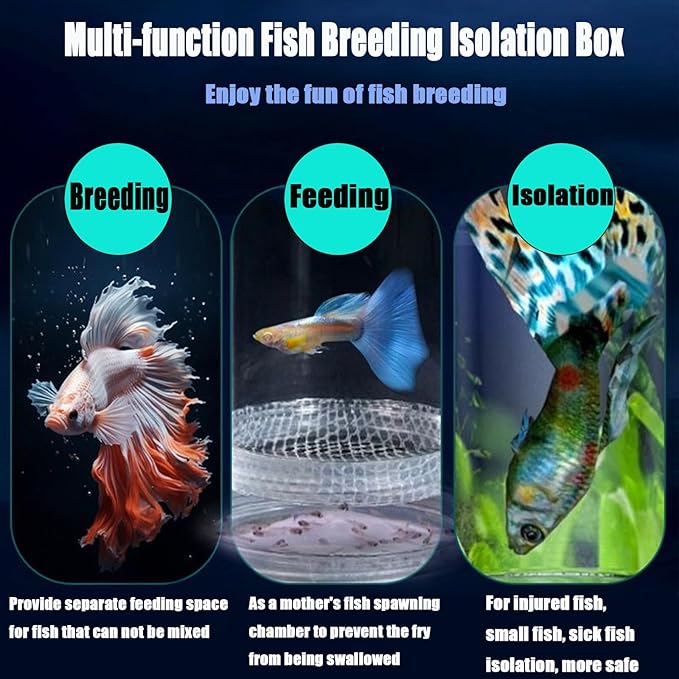 Floating Fish Breeding Isolation Box for Aquarium Tank Plastic Mesh Hatchery Incubator Breeder Box for Baby Fish Betta Shrimp Clownfish Guppy (Pink,Medium)