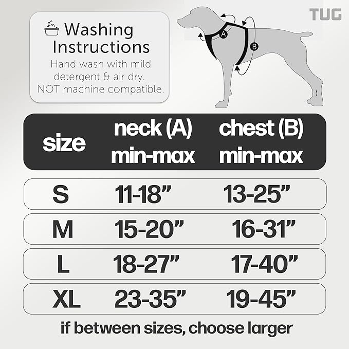 TUG Dog Harness with 2 Leash Connection Points | Adjustable, Padded, Lightweight | Handle on Back | No-Pull Front Clip (XL, Cream)