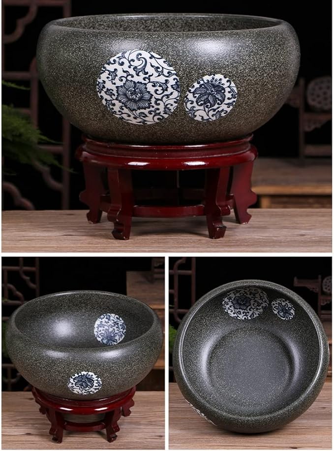Aquarium Aquarium Fish Tankchinese Style Ceramic Goldfish Bowl Home Living Room Office Desktop Fish Culture Bowl Aquarium Starter Kits Fish Tank Decorations (Color : C, Size : 41CM)