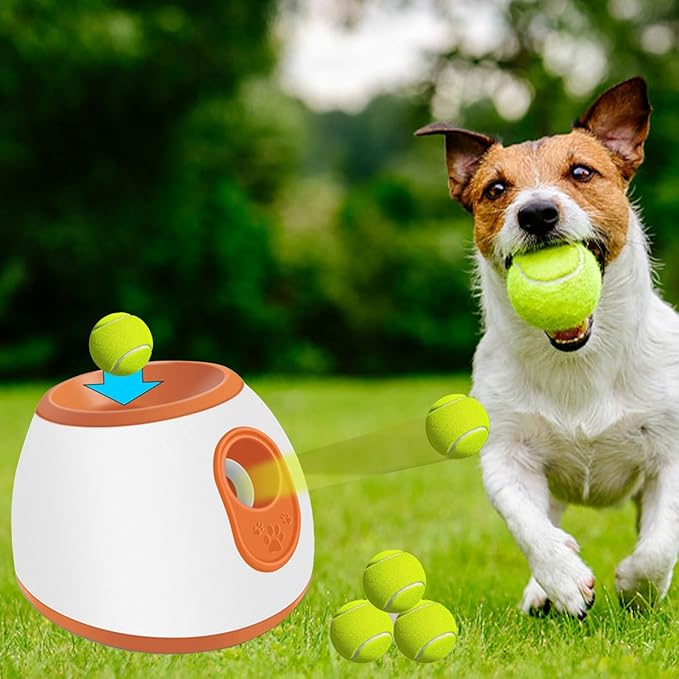 Automatic Ball Launcher for Dogs, Large Silent Dog Ball Thrower with Remote Control, 3 Adjustable Throwing Distances, Rechargeable, Durable, Indoor/Outdoor Use (Grey)