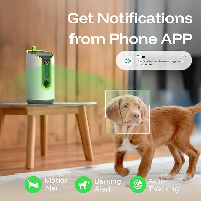 5MP Ultra HD Pet Camera - Dog Camera with Treat Dispenser, Remote Treat Tossing via Phone App, 360° Auto Tracking & Motion Alerts, 5G&2.4G WiFi for Cats Indoor