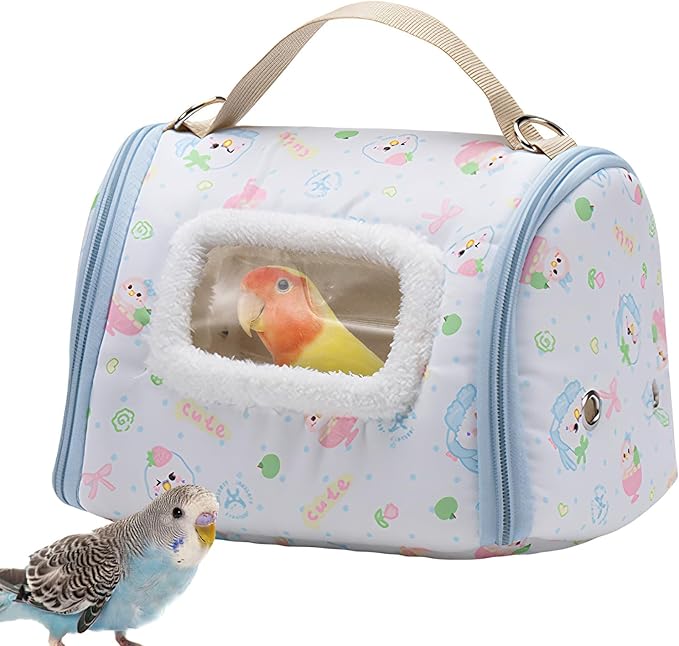 Ventilated Bird Carriers - Portable Parrot Transport Box Window, 12 Inch Travel Cage with Handle, Acrylic Aviary Case with View, Pet Carrier Style, Outdoor Backpack for Parakeet, Conure, Cockatiel
