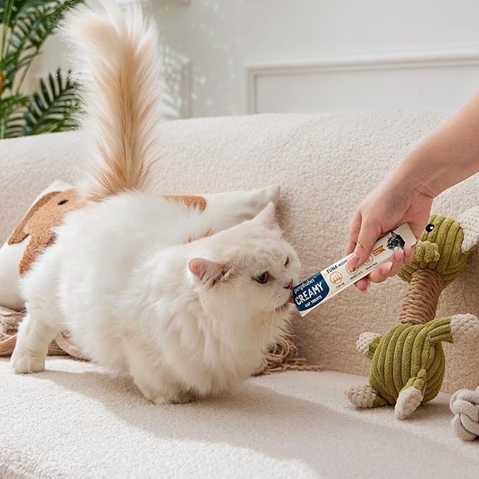 PETPHABET Lickable Cat Treats Squeeze, Creamy Puree Squeezable Wet Kitten Treats, Tuna Recipe 20 Tubes, Paste Snacks for Skin & Coat Health, Digestive Care, High Protein, Grain Free