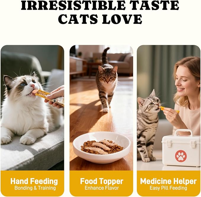Lickable Cat Treats, High Moisture Hydrating Creamy Puree Squeeze Tubes, Slamon Flavor, 20 Tubes 0.5oz, Grain-Free, Omega Oils & Vitamin E, Skin & Coat Health, Digestive and Immune Support