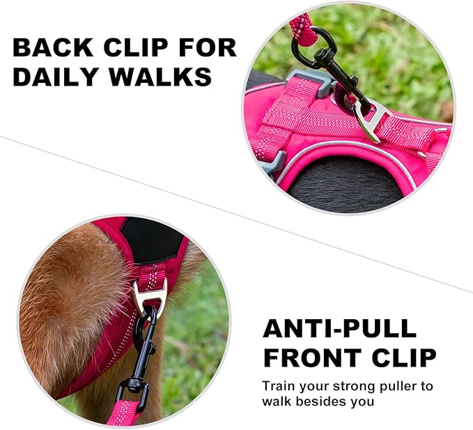Plutus Pet No Pull Dog Harness, Release at Neck, Soft Padded, Reflective Adjustable Dog Vest Harness for Small, Medium, Large Dogs(Hot Pink, S)