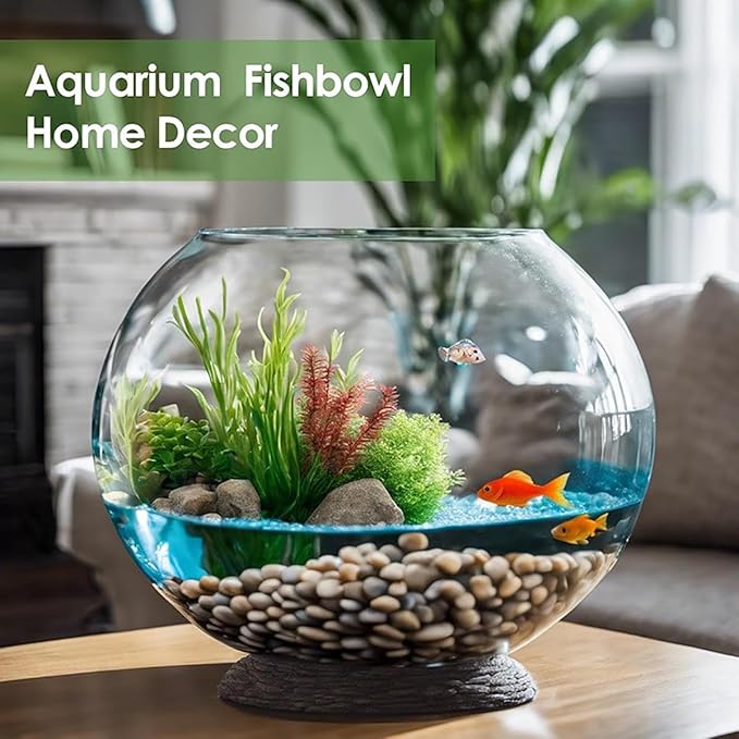 MANON ROSA Turtle Bowls Round Ecological Tank Container Clear Aquarium Habitat Small Desktop Home for Hydroponic Plants Fish Starter Choice (S(5.9" D))