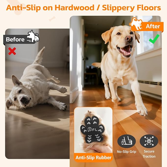 Anti Slip Dog Paw Protector Pads for Senior Dogs, Paw Pads for Dogs Traction, Disposable Self Adhesive Paw Grips for Old Dog on Slippery Hardwood Floor, Black 12 Sets (48pcs) XL(41-60lbs)