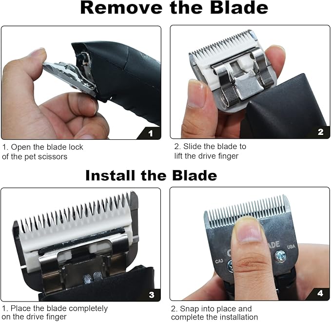 3PCS 4FC Blades Dog Grooming Clipper Replacement Blades Compatible with Andis Pet Clipper/Oster A5/Wahl KM Series Dog Clipper,Ceramic Blade & Stainless Steel Blade