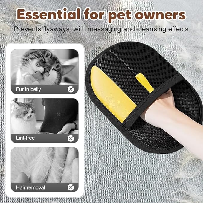 2025 Thickened Strong Pet Hair Removal Glove for Cats & Dogs, Electrostatic Gloves for Pet Grooming, Reusable Quick De-Shedding Gloves for Couch, Clothing, Carpet, Furniture, Car Seats (1pc)